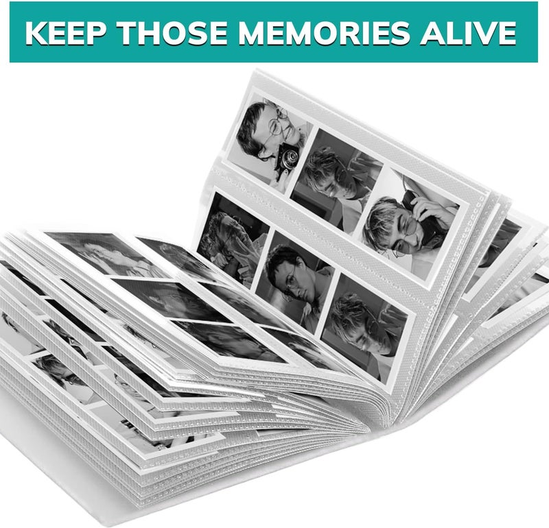 pbf PHOTO BOOTH FRAMES PBF Photo Booth Album | 2x6 Album w/ Sleeves | 2x6 Strips Memory Book | Wedding Photo Strip Album | 100 Pages, Holds 200 Photos (White, 1-Pack) - Image 3